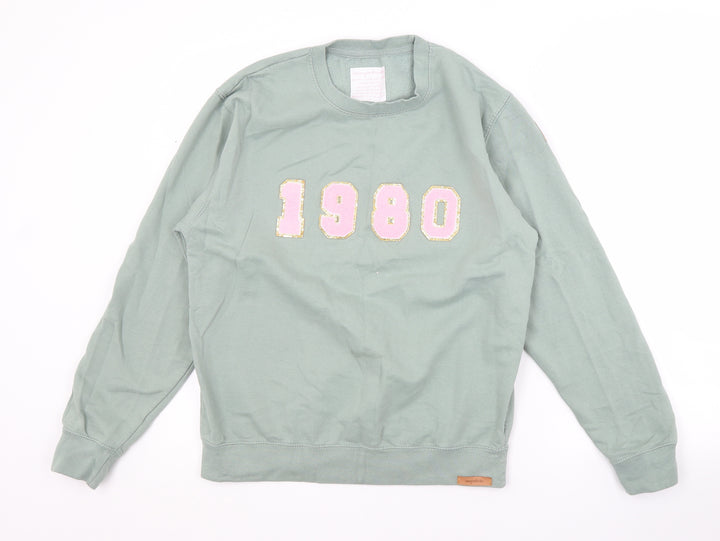 Preworn Womens Green Cotton Pullover Sweatshirt
