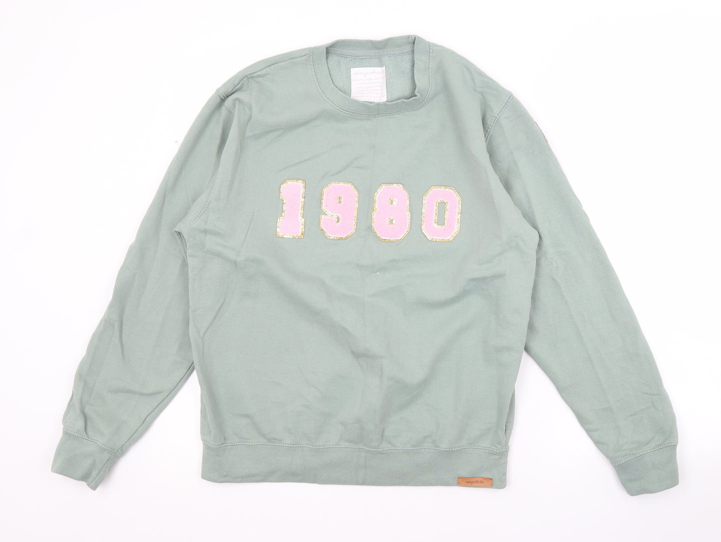 Preworn Womens Green  Cotton Pullover Sweatshirt