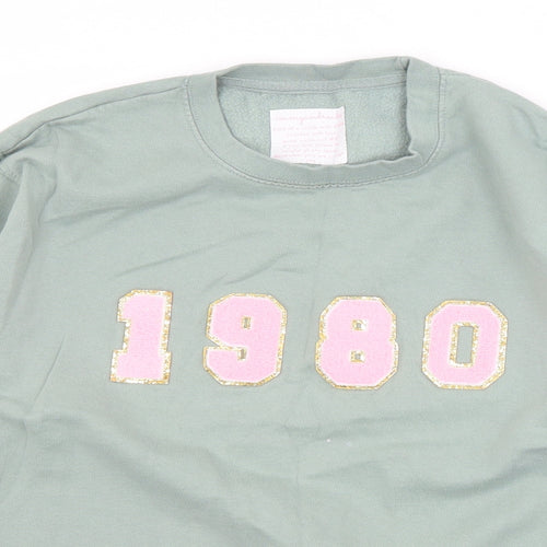 Preworn Womens Green  Cotton Pullover Sweatshirt