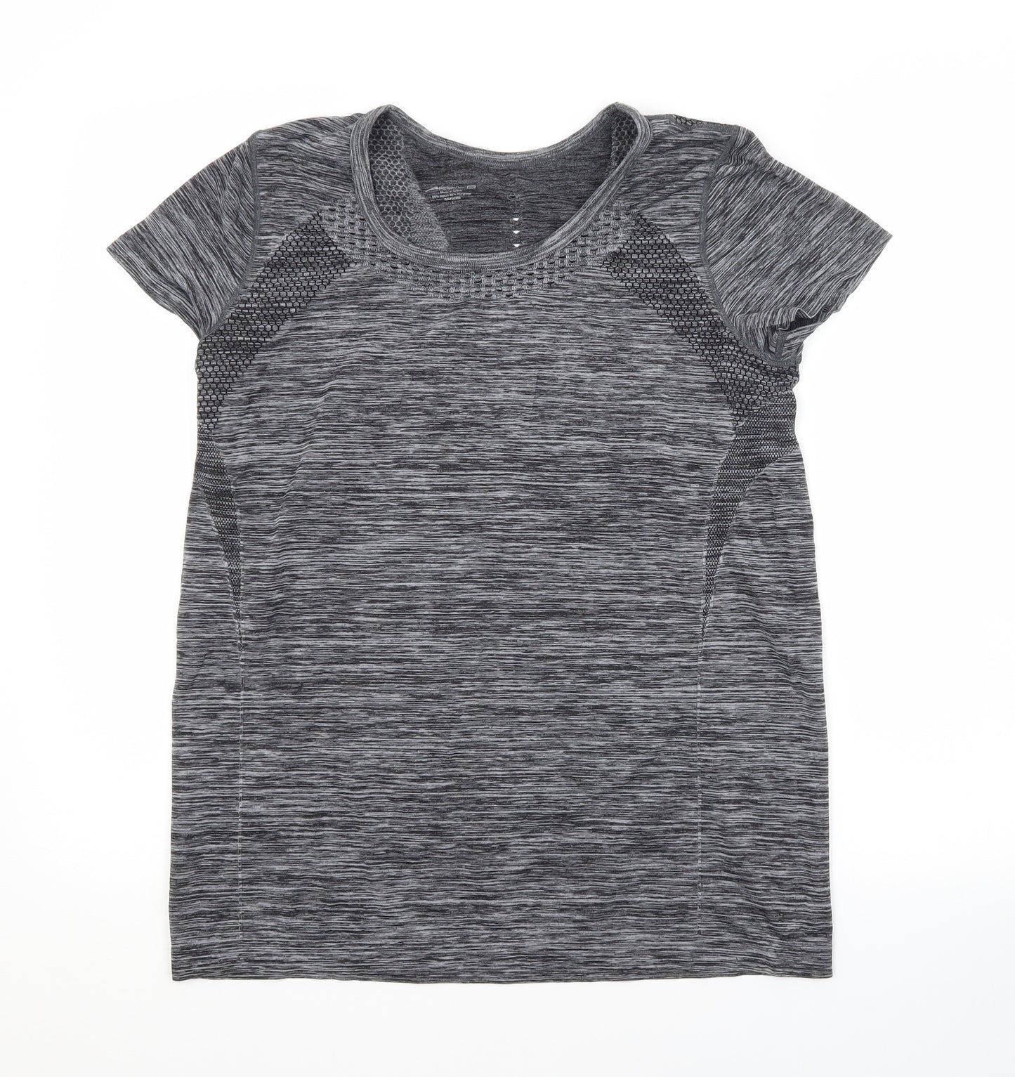 Preworn Mens Grey  Nylon Basic T-Shirt Size L Scoop Neck