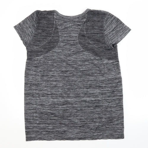 Preworn Mens Grey  Nylon Basic T-Shirt Size L Scoop Neck