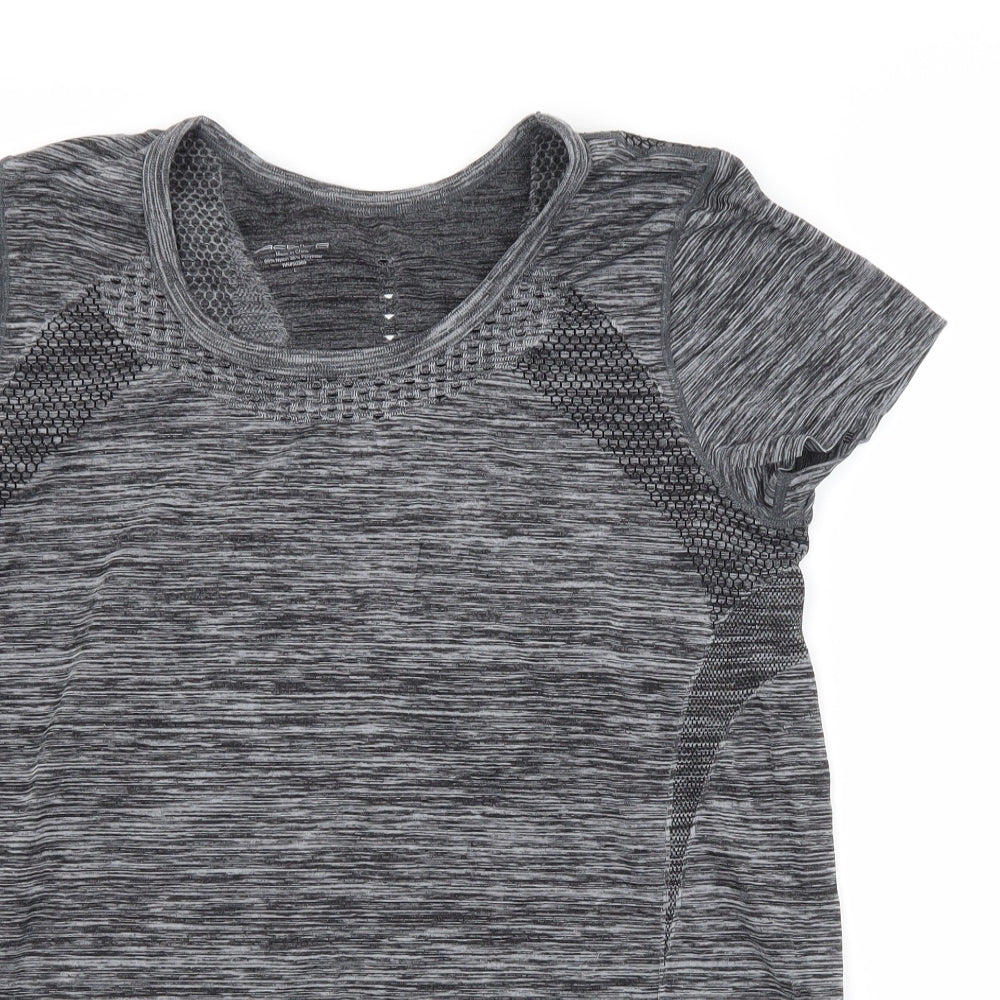 Preworn Mens Grey  Nylon Basic T-Shirt Size L Scoop Neck