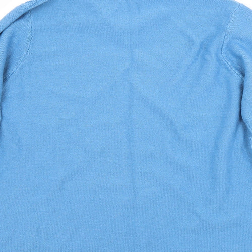 ISLE Womens Blue Collared Argyle/Diamond Acrylic  Jumper Size 14