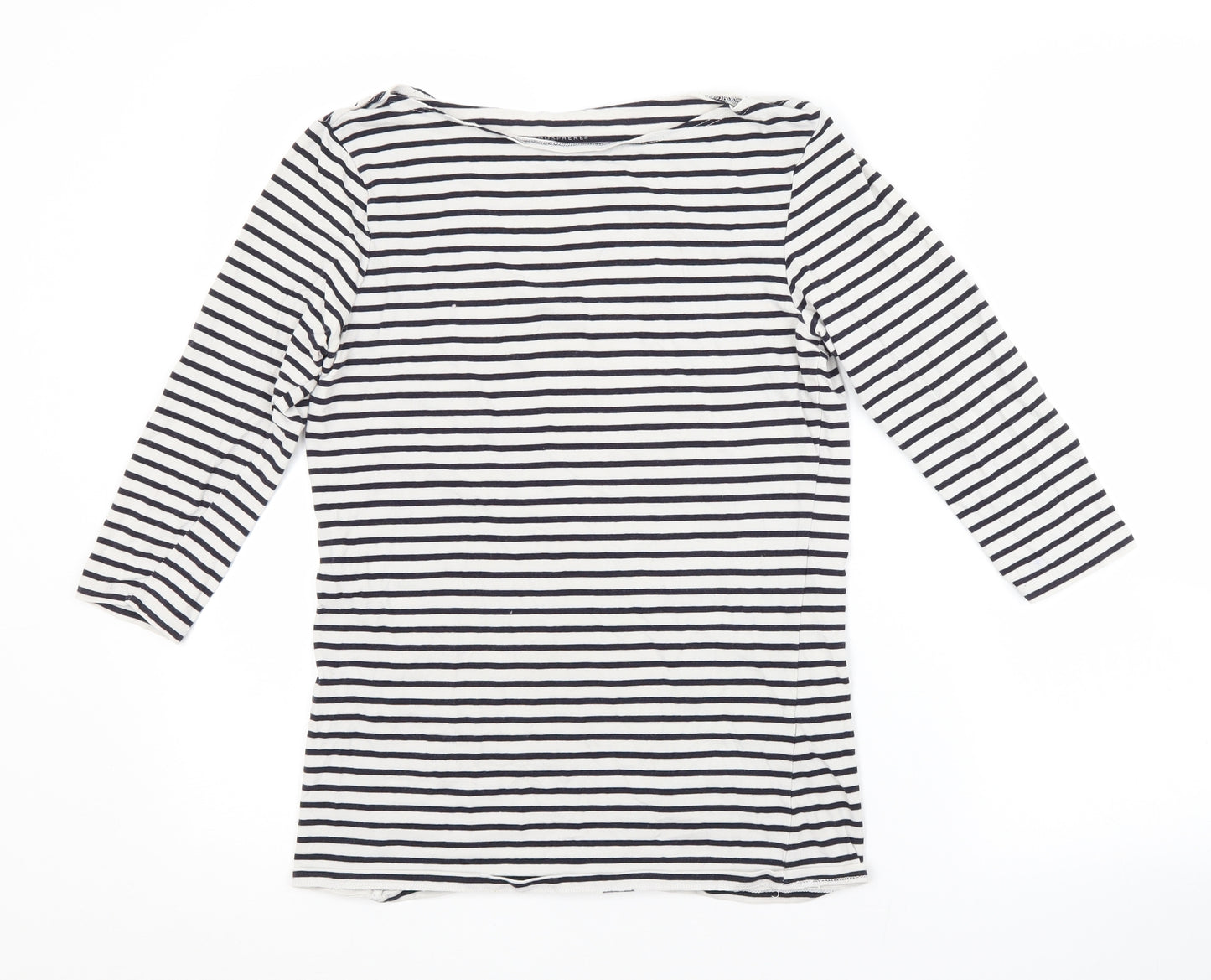 Atmosphere Womens White Striped Cotton Basic T-Shirt Size 12 Boat Neck