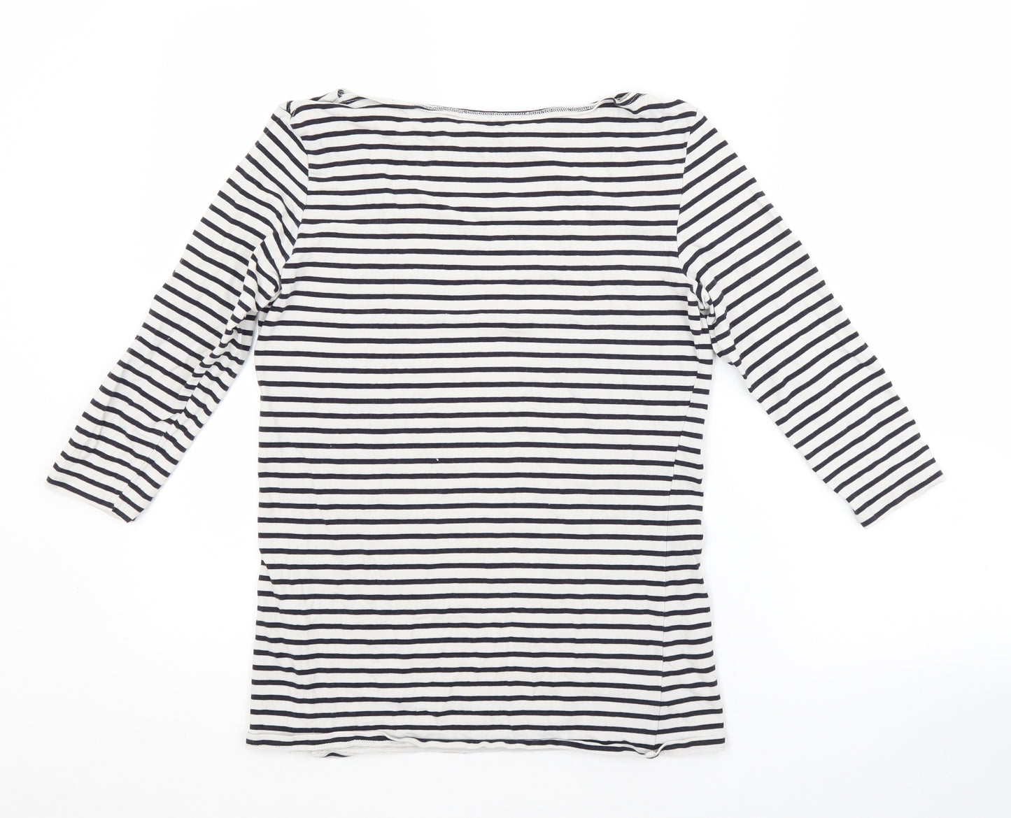 Atmosphere Womens White Striped Cotton Basic T-Shirt Size 12 Boat Neck