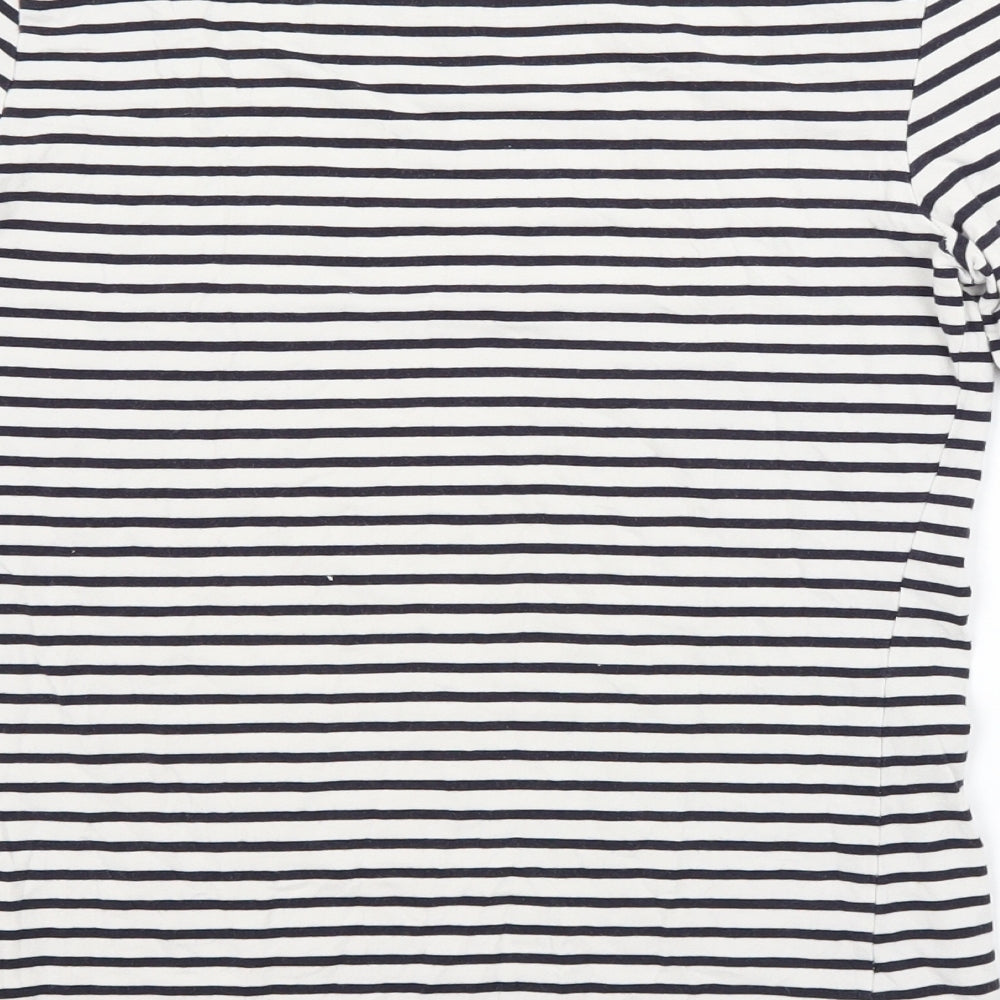Atmosphere Womens White Striped Cotton Basic T-Shirt Size 12 Boat Neck