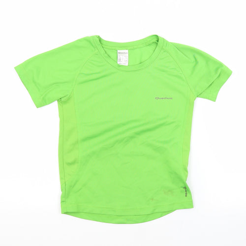 Quechua Boys Green  Polyester Basic Casual Size 5-6 Years Crew Neck