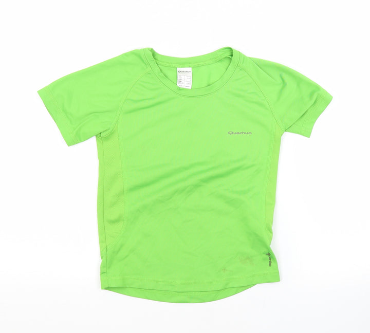 Quechua Boys Green  Polyester Basic Casual Size 5-6 Years Crew Neck