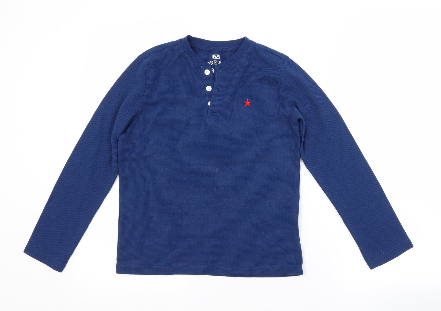 F&F Boys Blue  Cotton Basic T-Shirt Size 9-10 Years Crew Neck