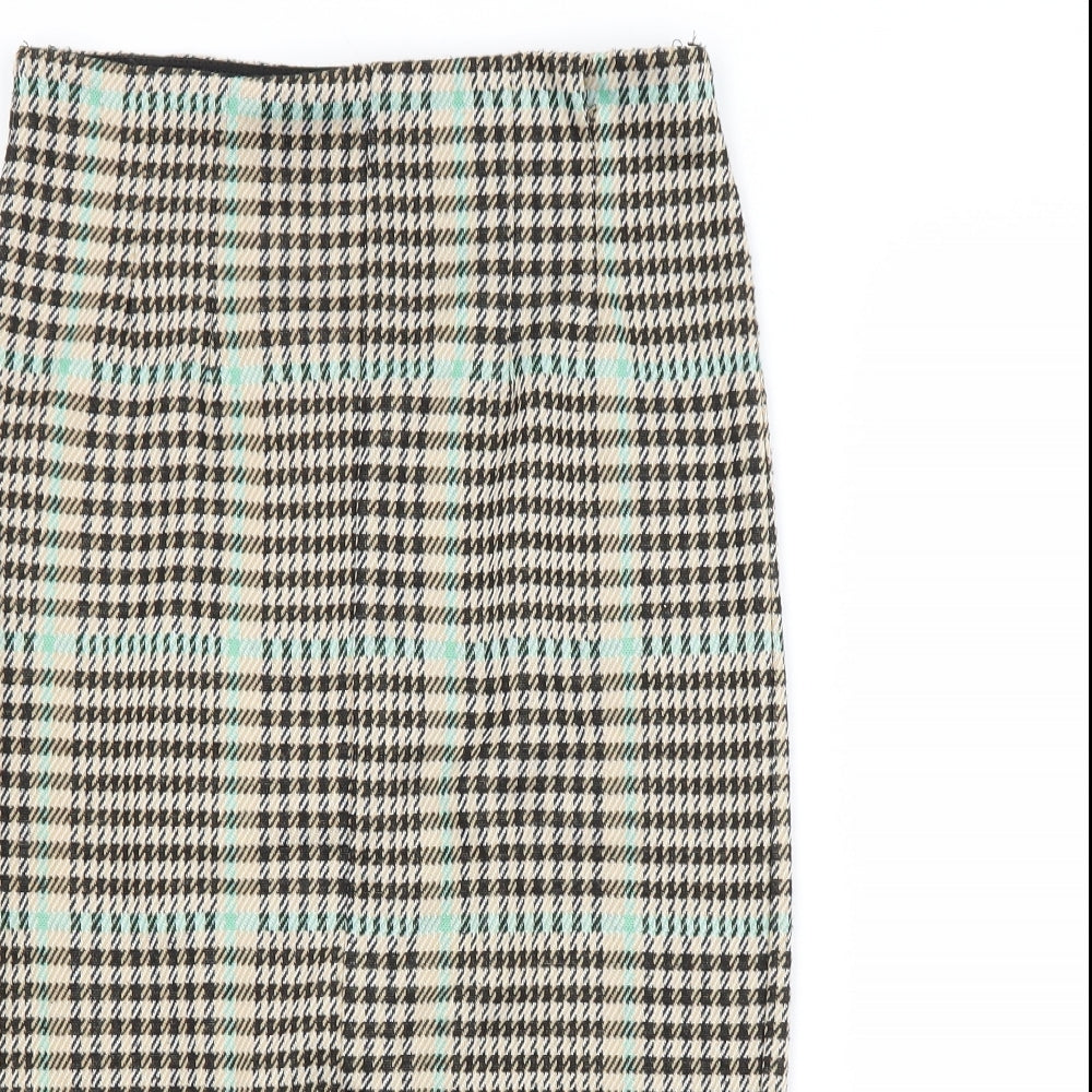 Stradivarius Womens Beige Check  Straight & Pencil Skirt Size S