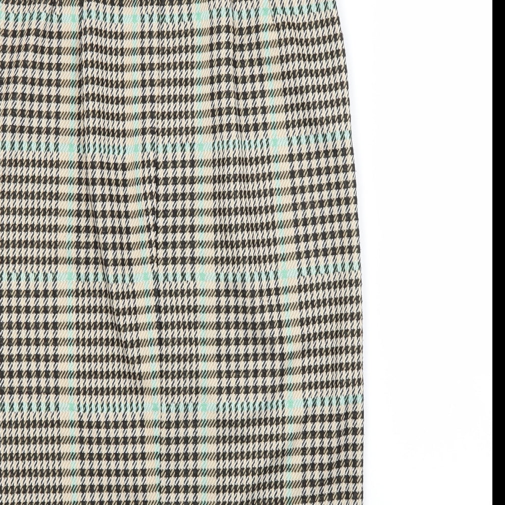 Stradivarius Womens Beige Check  Straight & Pencil Skirt Size S