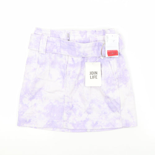 Bershka Womens Purple  Cotton Straight & Pencil Skirt Size 6
