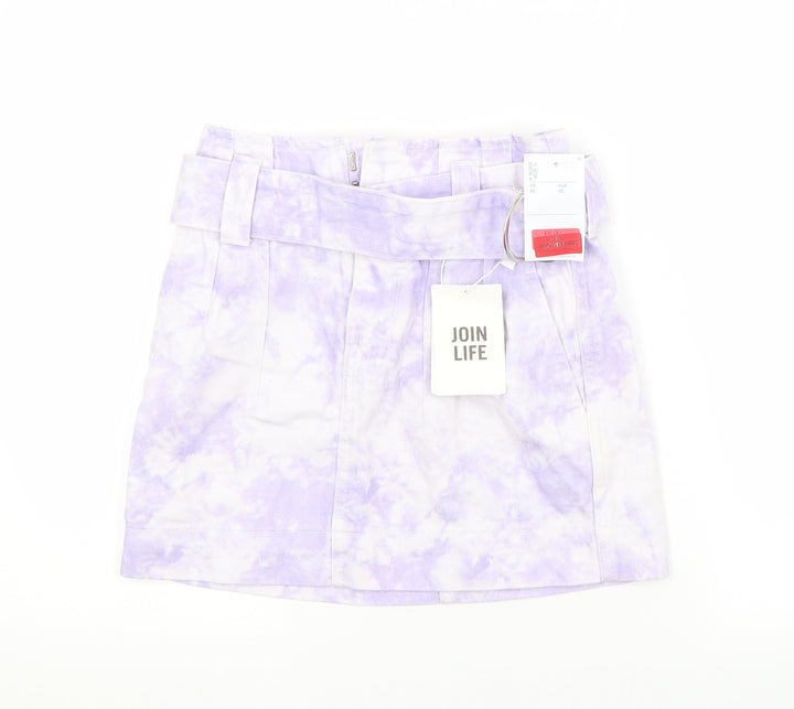 Bershka Womens Purple Cotton Straight & Pencil Skirt Size 6