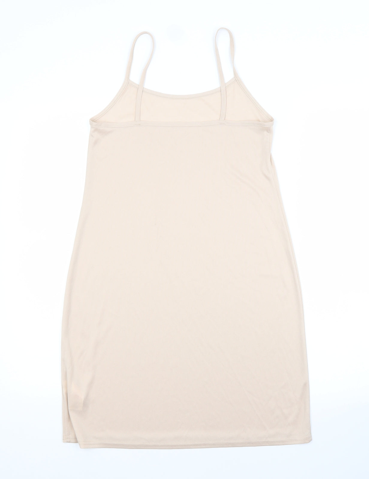 Primark Womens Beige Batik Polyester Slip Dress  Size 8 Scoop Neck