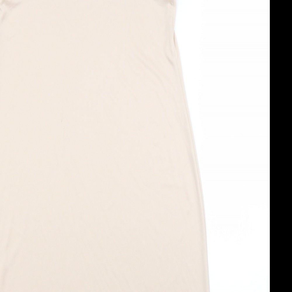 Primark Womens Beige Batik Polyester Slip Dress  Size 8 Scoop Neck