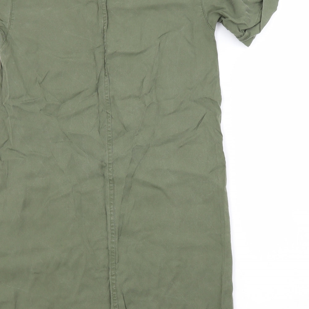 F&F Womens Green  Lyocell Shirt Dress  Size 6 Crew Neck