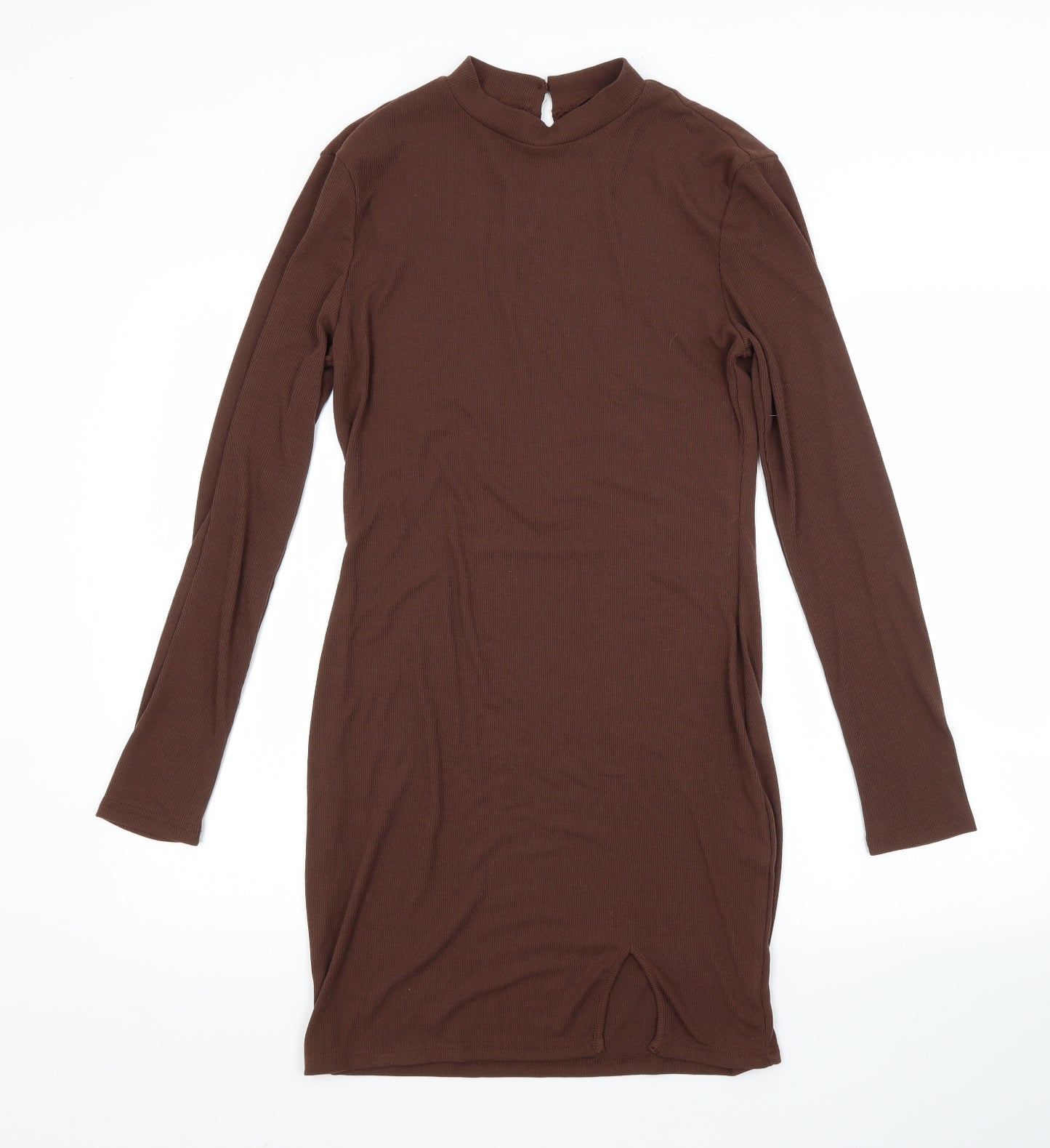 SheIn Womens Brown  Polyester Pencil Dress  Size L Crew Neck