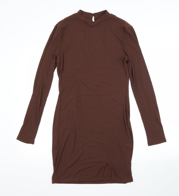 SheIn Womens Brown  Polyester Pencil Dress  Size L Crew Neck