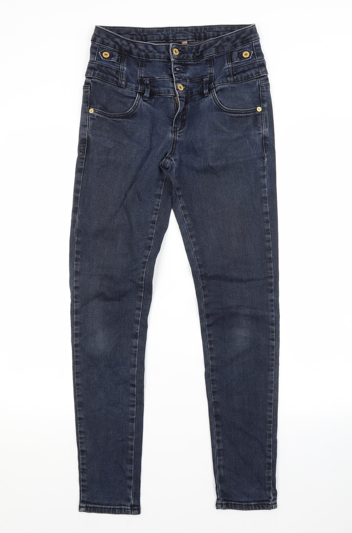 Topshop Womens Blue Cotton Skinny Jeans Size 28 in L30 in Regular