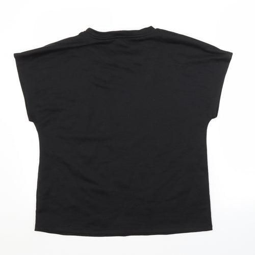 JEFF & CO Womens Black  Polyester Basic T-Shirt Size 10 Crew Neck