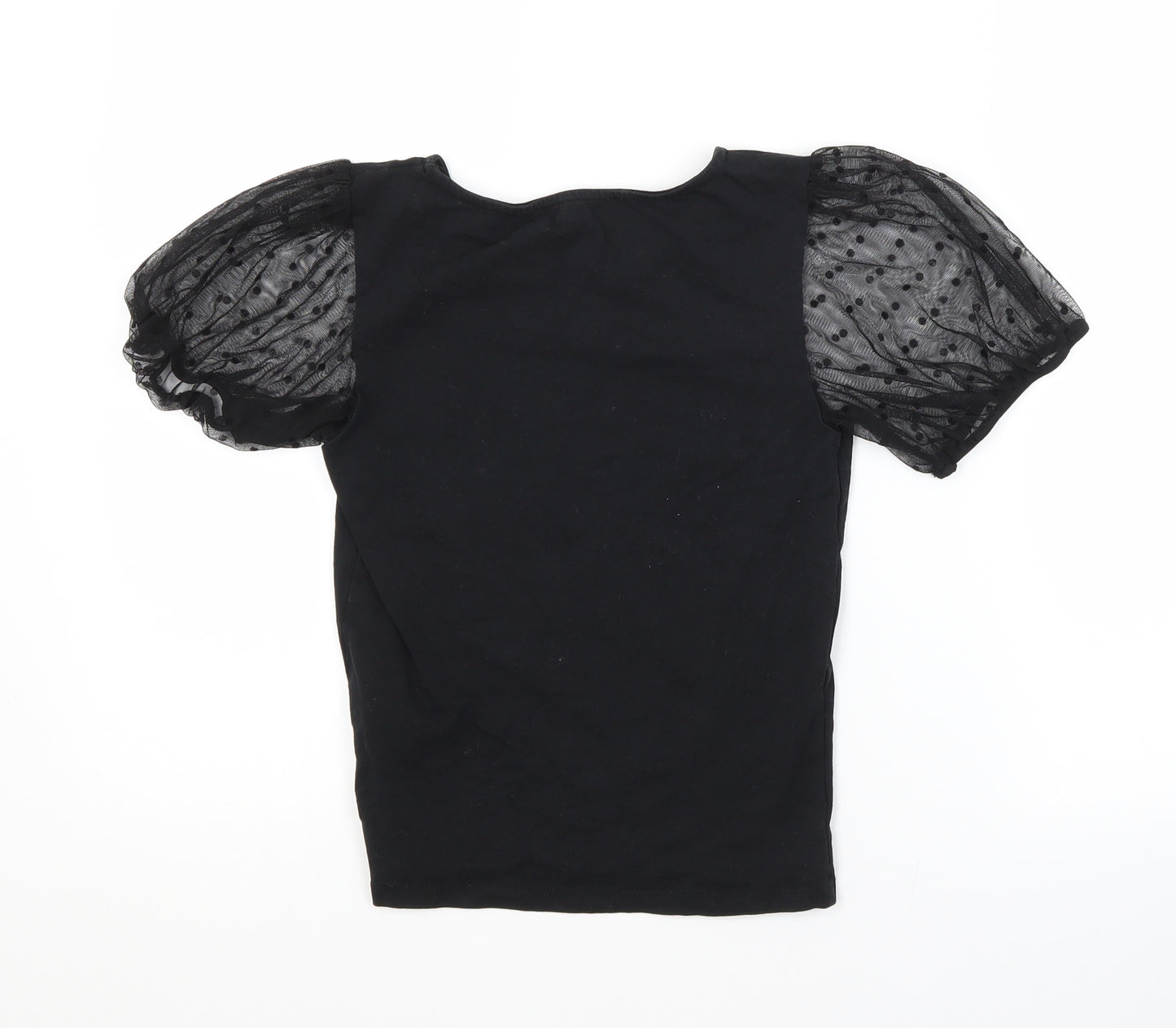 Primark Womens Black  Cotton Basic Blouse Size 6 Crew Neck