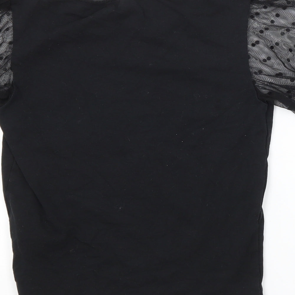 Primark Womens Black  Cotton Basic Blouse Size 6 Crew Neck