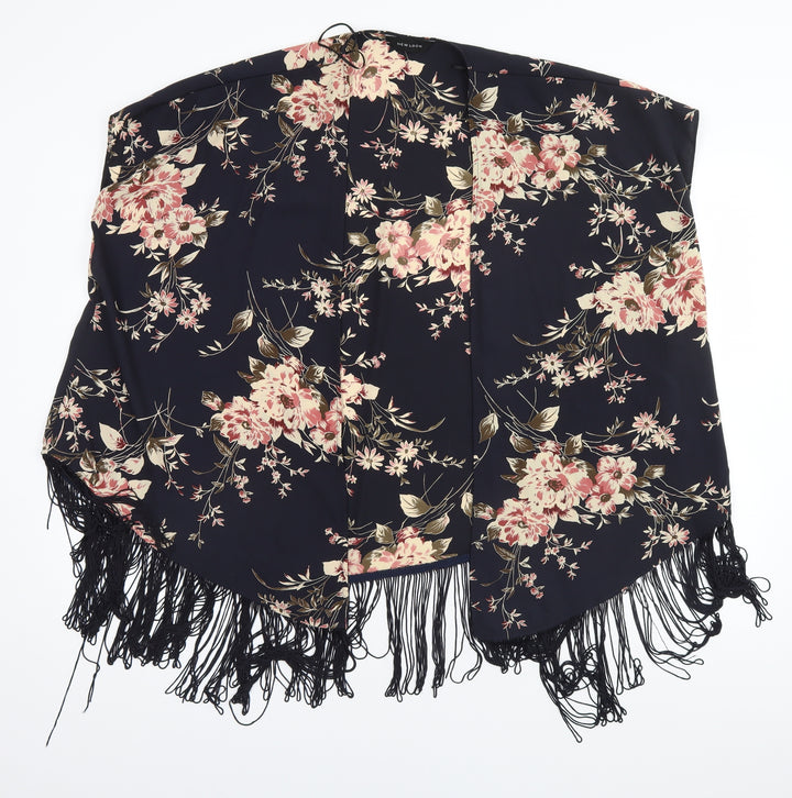 New Look Womens Black Round Neck Floral Polyester Cardigan Jumper Size 8