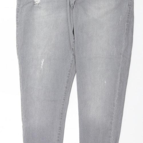 Denim & Co. Womens Grey  Cotton Straight Jeans Size 14 L27 in Regular