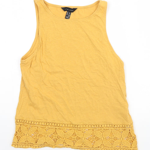 New Look Womens Orange  Cotton Basic Tank Size 10 Round Neck