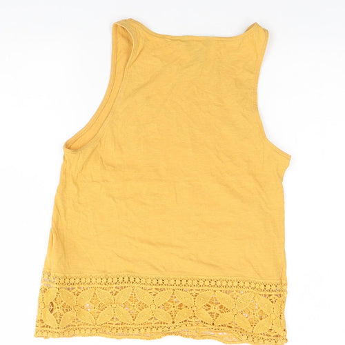 New Look Womens Orange  Cotton Basic Tank Size 10 Round Neck