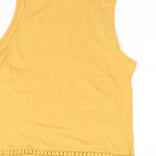 New Look Womens Orange  Cotton Basic Tank Size 10 Round Neck