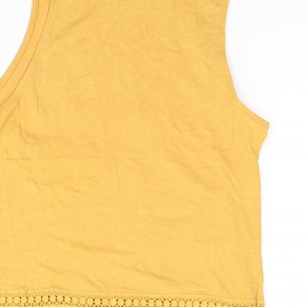 New Look Womens Orange  Cotton Basic Tank Size 10 Round Neck