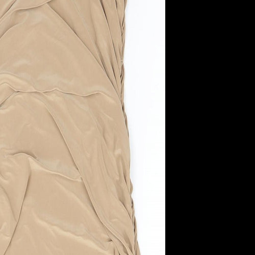 Boohoo Womens Beige  Polyester Pencil Dress  Size 10 Off the Shoulder