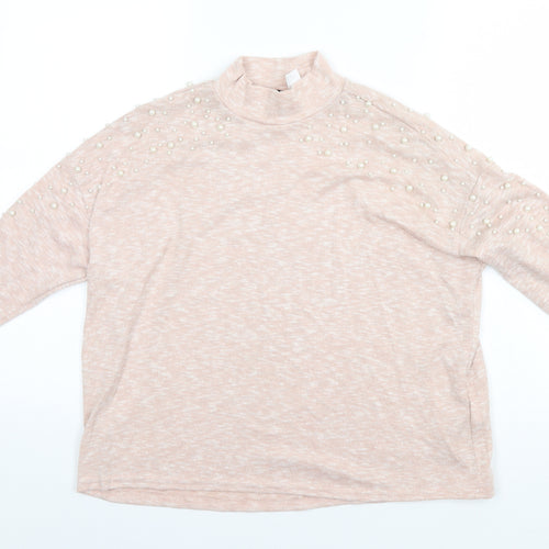 Divided Womens Beige High Neck  Polyester Pullover Jumper Size S