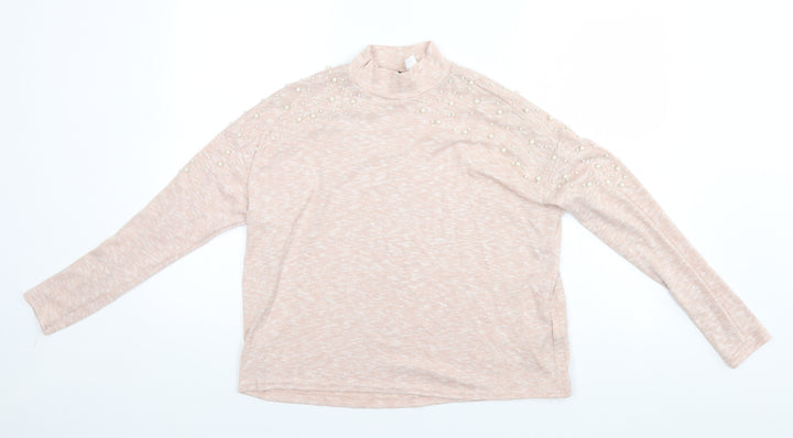 Divided Womens Beige High Neck  Polyester Pullover Jumper Size S