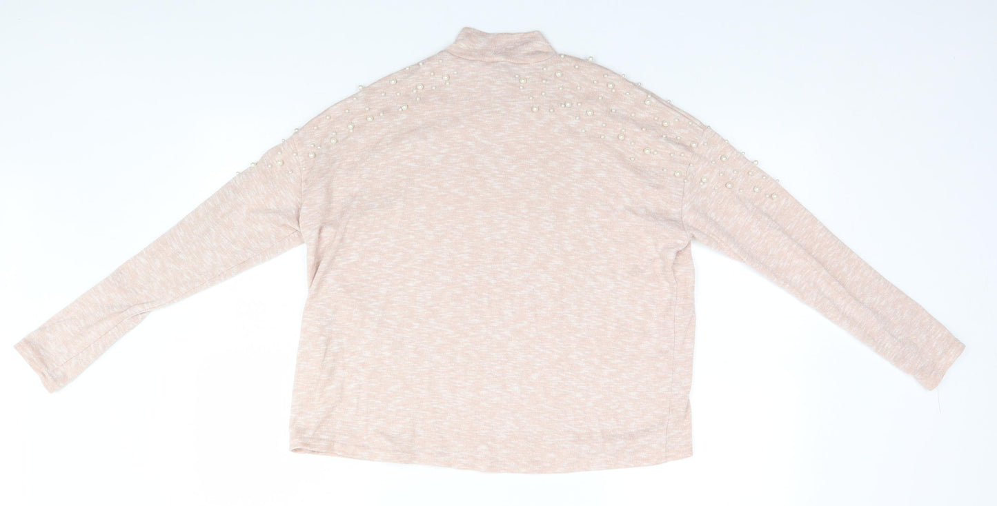 Divided Womens Beige High Neck  Polyester Pullover Jumper Size S