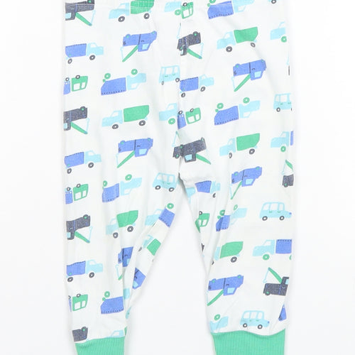 Mothercare Girls White Geometric Cotton Sweatpants Leggings Size 12-18 Months   - Cars and Trucks
