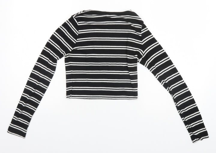 Atmosphere Womens Black Round Neck Striped  Pullover Jumper Size 8