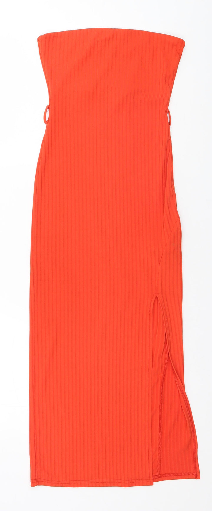 New Look Womens Orange Striped Polyester Pencil Dress  Size 6 Off the Shoulder
