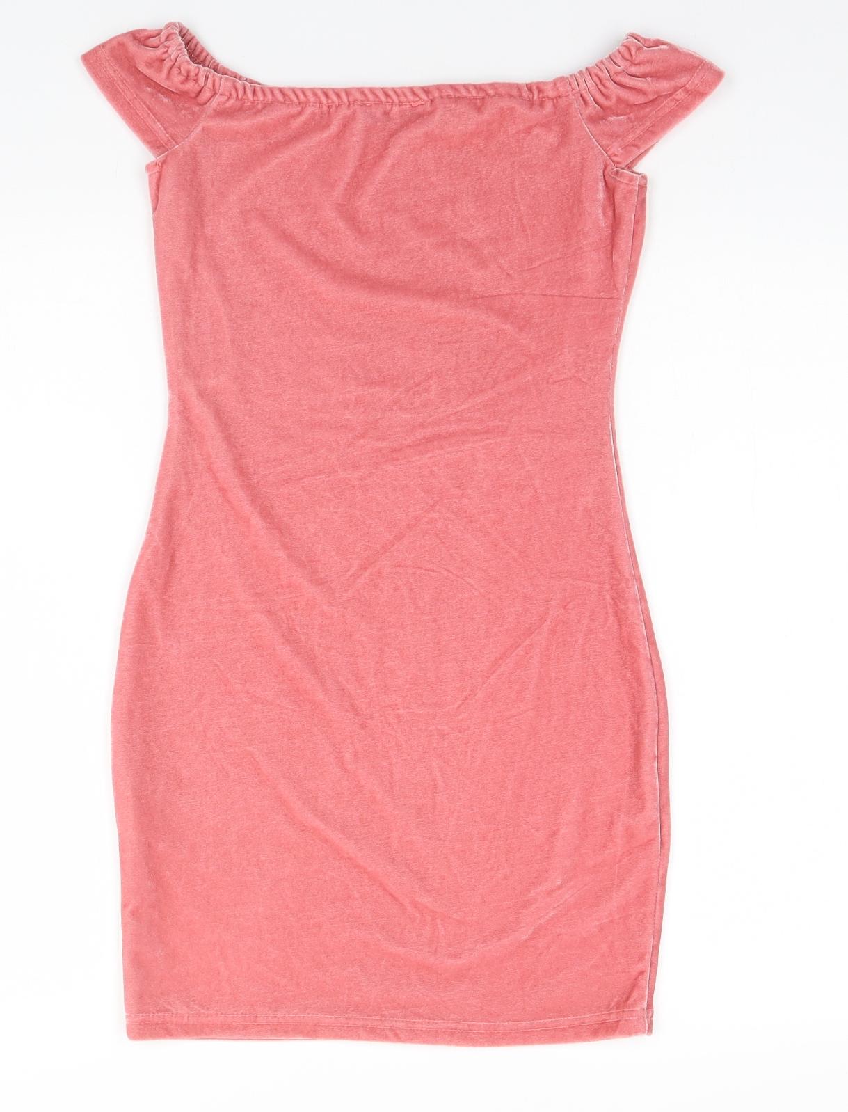 SheIn Womens Pink  Polyester Pencil Dress  Size S Square Neck