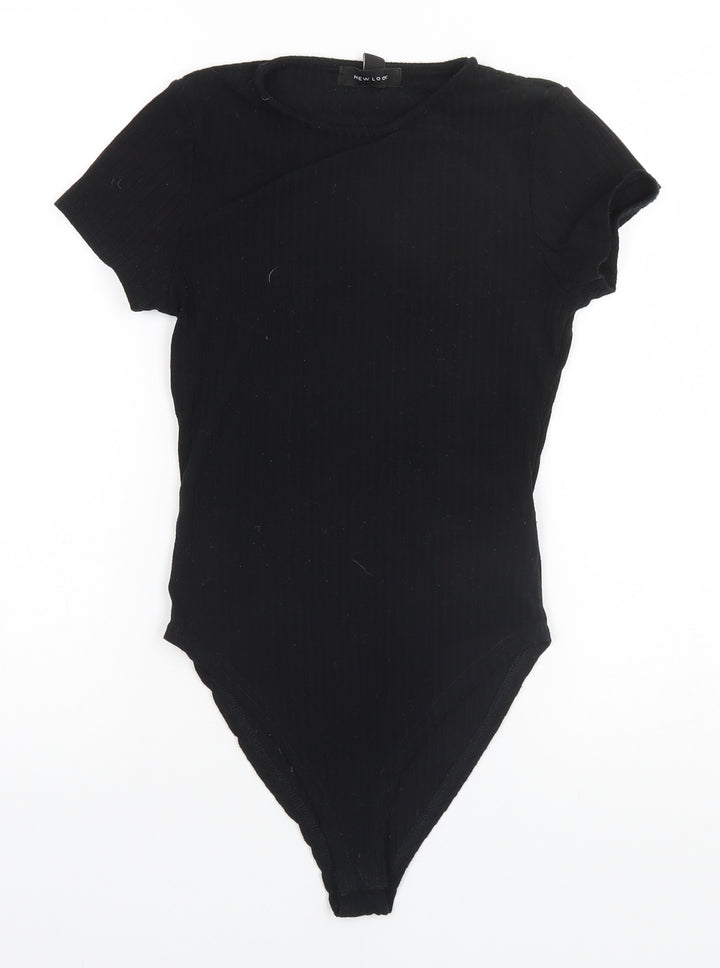 New Look Womens Black Striped Polyester Leotard One-Piece Size 6
