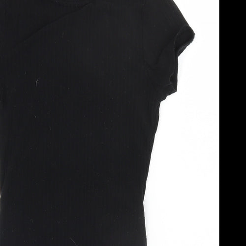 New Look Womens Black Striped Polyester Leotard One-Piece Size 6