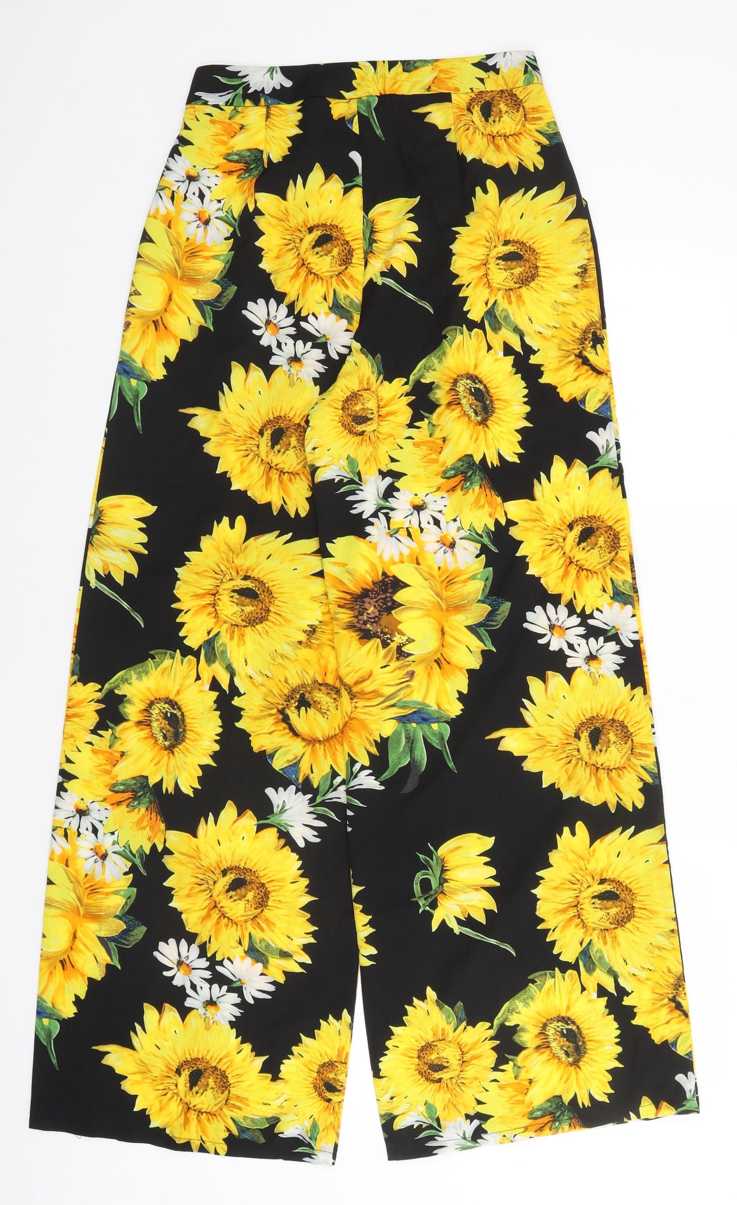 Preworn Womens Black Floral Polyester Trousers  Size S L30 in Regular