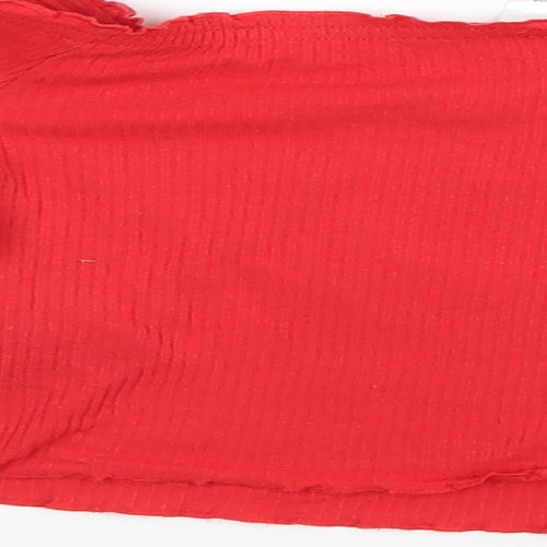 Divided Womens Red  Cotton Basic T-Shirt Size S Square Neck