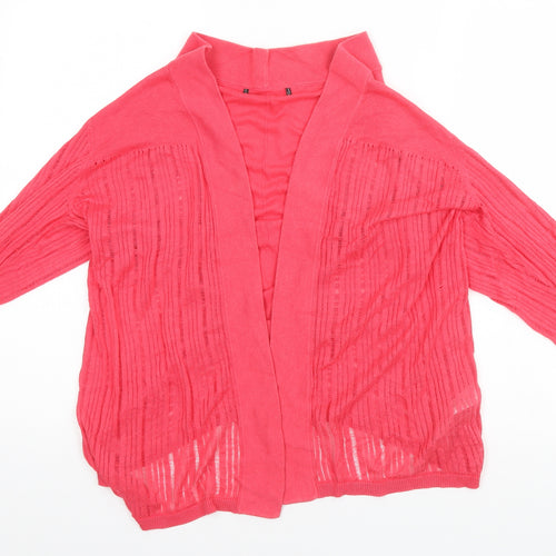 Preworn Womens Pink Round Neck  Cotton Cardigan Jumper Size M