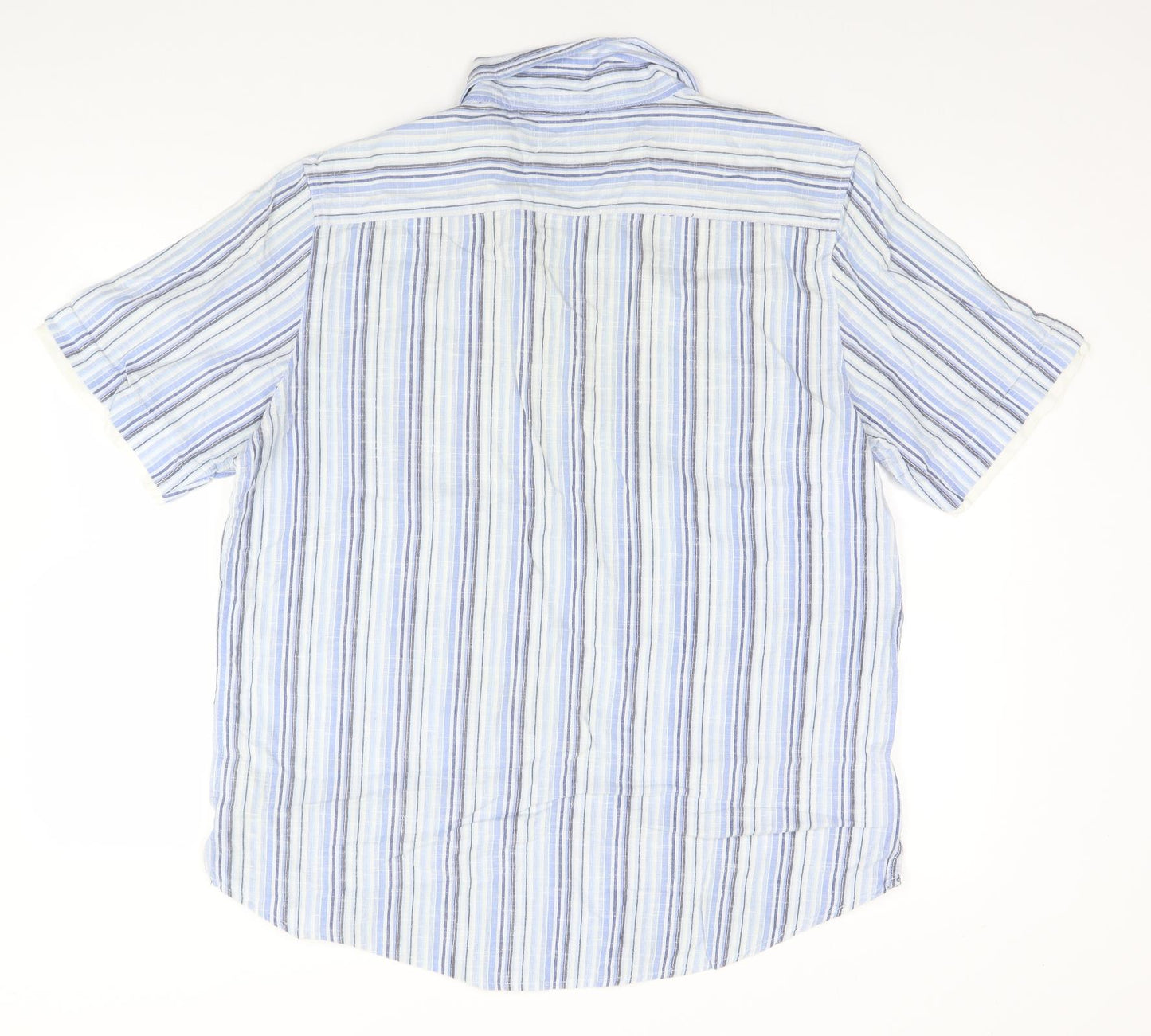 Cherokee Mens Blue Striped Cotton  T-Shirt Size L Collared