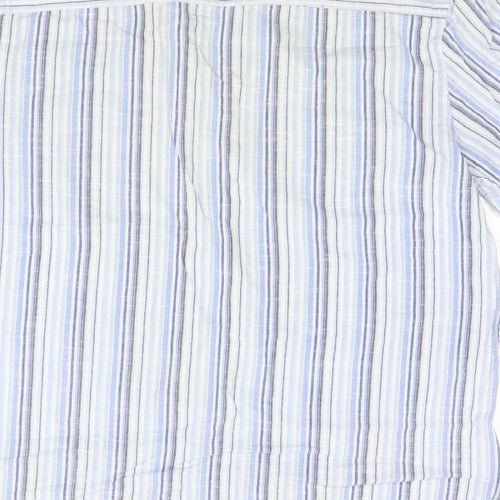 Cherokee Mens Blue Striped Cotton  T-Shirt Size L Collared