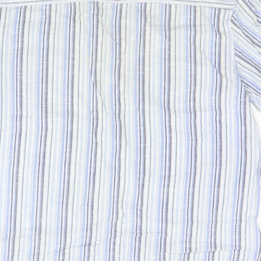 Cherokee Mens Blue Striped Cotton  T-Shirt Size L Collared