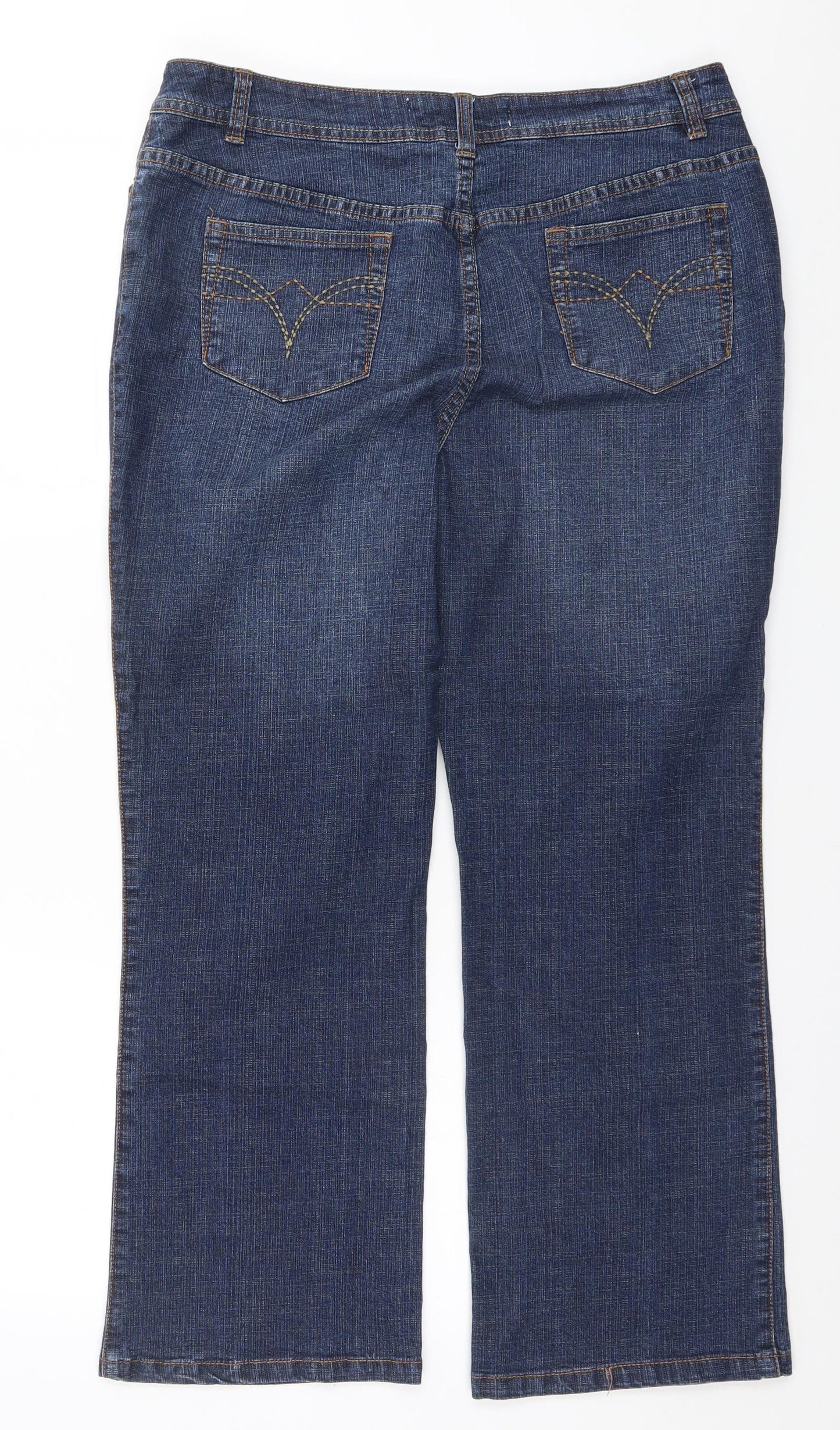 BM Womens Blue  Cotton Straight Jeans Size 14 L25 in Regular