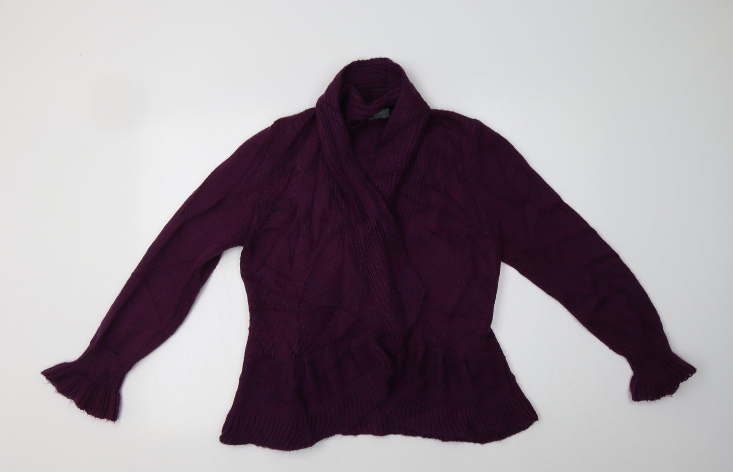 Per Una Womens Purple V-Neck  Acrylic Cardigan Jumper Size L